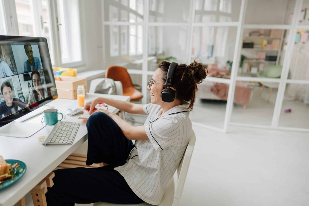 Woman in home office using the Home Internet Deduction